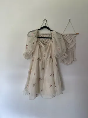 Cider Sadie Embroidered Floral Mesh Puff Sleeve Mini Dress thumbnail 3