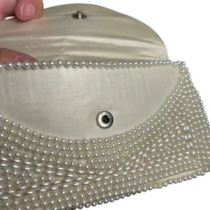 VTG 50s Pearl Beaded Clutch Japan White Evening Bag Glam Coquette Bridal Wedding thumbnail 5