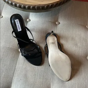 Steve Madden Kamea Black Patent Leather Strappy Slip On Heels Size 11M thumbnail 7