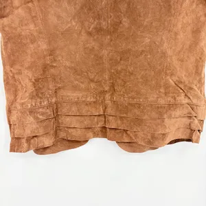 Chicos Brown Genuine Suede Vest Sz 2/L Boho Coastal Cowgirl Y2K Pleated Western thumbnail 5