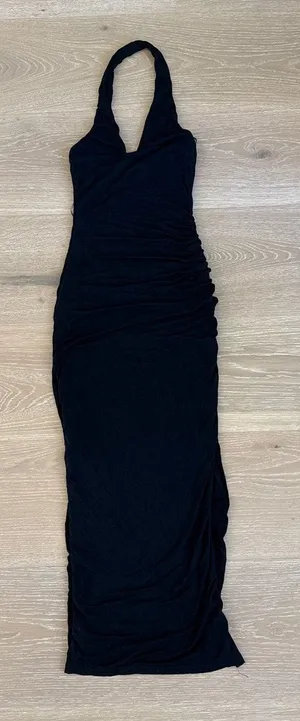 NIA Maxi Dress Halter Neck Ruched Size XS Black thumbnail 1