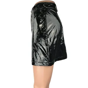 Blue Blush Women's Black Latex Faux Patent Leather Mini Pencil Skirt Size S thumbnail 2