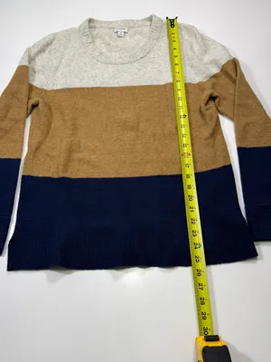 J. Crew Wool Blend Colorblock Crewneck Sweater in Cream, Brown & Navy thumbnail 3