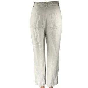 Reformation Women's Gray Linen High Waisted Straight Trousers Pants Size 2 thumbnail 3