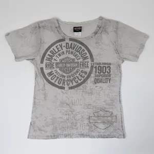 Y2K 2016 Harley Davidson Gold Stud Logo Shirt Gray Size L thumbnail 3