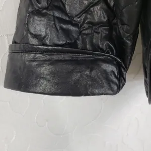 Mimosa Womens Jacket Size M Black PU Leather Quiltted Oversized Patch Pockets Size M thumbnail 2