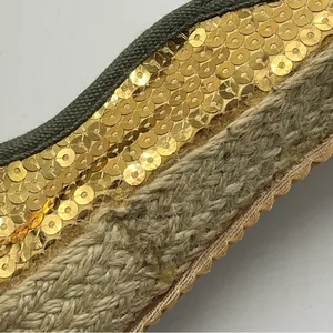 Mickey Mouse Sz 7 Slip On Shoes Green Gold Sequins Espadrille Soles thumbnail 10