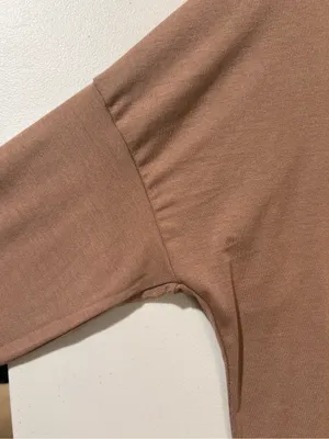 PRETTYGARDEN women's oversized long sleeve crewneck top in a soft brown shade thumbnail 3