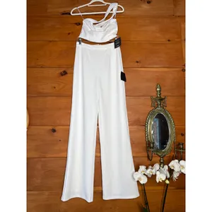 NWT Lulus Flaunt It Like That White One-Shoulder Two-Piece Jumpsuit Party Size M thumbnail 2