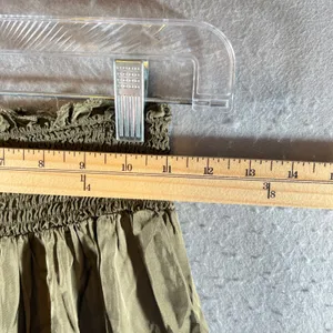1069 | Aerie Boho Smocked Waist Flowy Viscose Maxi Skirt Olive Green‎ Womens S thumbnail 3