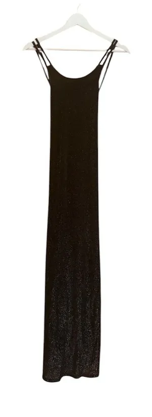 Maurices Vintage Y2k 90s Size 12 Black Glitter Open-Back Formal Prom Dress thumbnail 1