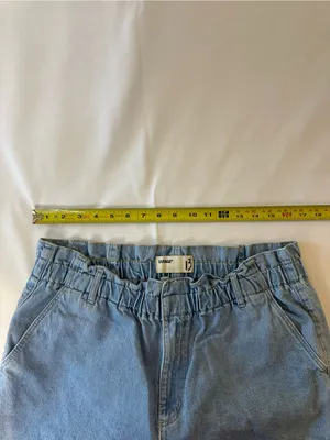 Garage Women’s Size 13 Paper Bag Waist Cuffed Hem Trouser Denim Shorts thumbnail 6