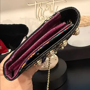 ‼️SALE‼️ *EUC* ALDO, Embellished Black and Multicolor Clutch/Wallet On Chain thumbnail 4