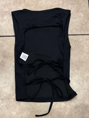 Princess Polly Black Open Tie Back Tank Top thumbnail 2
