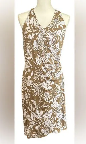 Tommy Bahama White and Tan Leaf Print Dress thumbnail 1