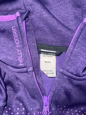 Helly Hansen Jacket Womens XL Purple Full Zip Hooded Funnel Neck Nordic Print thumbnail 2