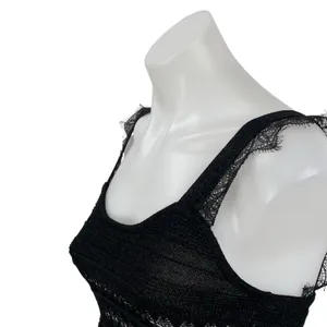 Zara Women's Black Floral Lace Fringe Knit Cami Camisole Tank Crop Top Size S thumbnail 3