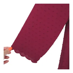 Maeve Anthropologie Blouse Womens 10 Burgundy Swiss Dot Scallop Hem 3/4 Sleeve thumbnail 3