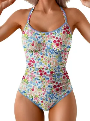 Eomenie Women's SMALL One-Piece Swimsuit Tummy Control Slimming Bathing Suit NEW thumbnail 1