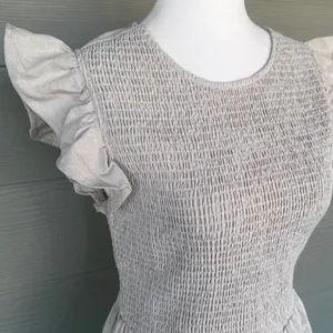 English Factory Beige Smocked Ruffle Sleeve Dress thumbnail 3