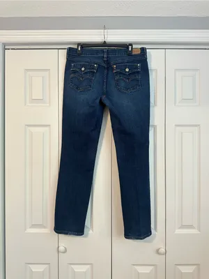 Levi's 505 Straight Leg Women's Jeans - Dark Indigo Blue thumbnail 3