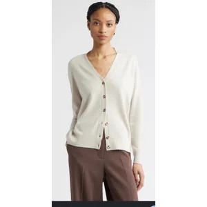 Nordstrom Cashmere V-Neck Cardigan Sweater Beige Cream XXS NWT $199 thumbnail 3