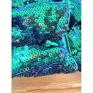 House of CB Cristobal Iridescent Sequin Mini Dress Green Blue Medium thumbnail 12