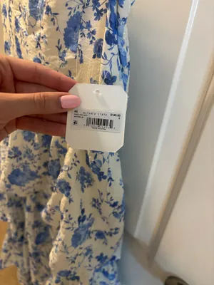 Altar'd State Maxi blue floral ruffle dress thumbnail 3