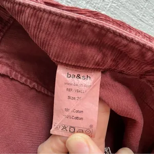 BA&SH Corduroy Maroon‎ Pants Sally Boyfriend Tapered Leg Size 26 thumbnail 5