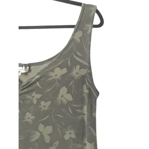 Vintage True Y2K Giovana USA Women's M Tank Dress Floral‎ Sleeveless Sage Green thumbnail 9