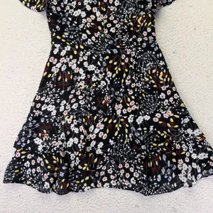 Parker Womens Floral V-Neck Flutter Sleeve Tiered Mini Dress‎ Black Small thumbnail 9