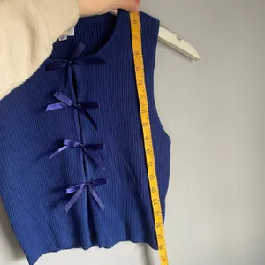 Lelis Collection Cobalt Blue Sleeveless Coquette Bow Ribbed Tank Top size Medium thumbnail 7