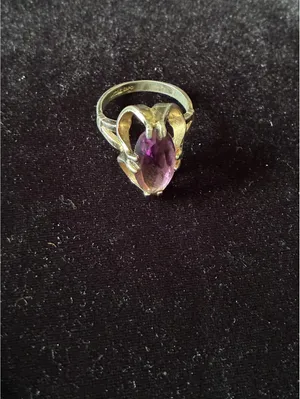 Vintage Joseph Esposito 14k GEP Purple Marquis Crystal Ring thumbnail 7