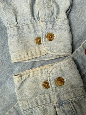Vintage Embroidered Denim Button Down Shirt XL Baskets Cottagecore Teachercore thumbnail 7