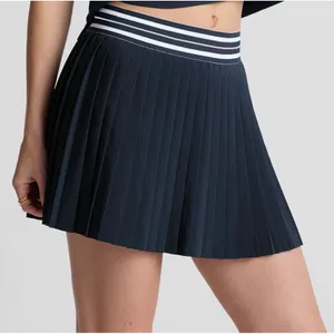 Beyond Yoga If You Pleats Tipped Elastic Mini Skirt Navy Striped Waist XL NEW thumbnail 1
