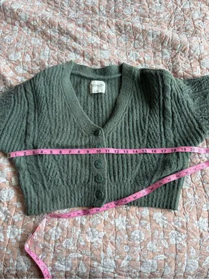Abercrombie & Fitch Sage Green Cropped Cardigan XS thumbnail 7