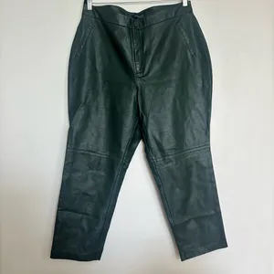 ELOQUII Women’s classic Fit Slim Green Faux Leather Ankle Dress Pants thumbnail 4