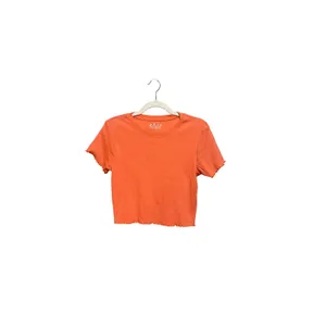 OG Babe‎ Orange Ribbed Lettuce Hem Crop Top T Shirt Size L thumbnail 5
