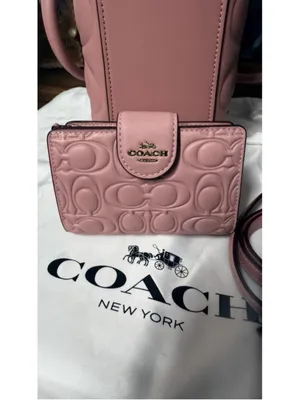 NEW Coach Signature Leather Medium Corner Zip Wallet Pink Petal CZ341 NWT thumbnail 6