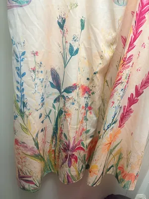 Women’s Cream Floral nightgown with Colorful Botanical Print 3/4 sleeves thumbnail 4