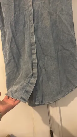 Denim Dress Button Up Short Sleeve Collared Neck thumbnail 5