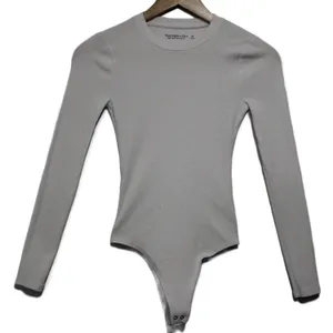 Womens Abercrombie & Fitch Soft AF White Ribbed Long Sleeve Bodysuit Top Size XS thumbnail 1