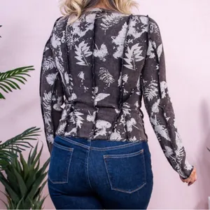 Oli & Hali Bohemian Cotton Ribbed Foliage Washed Brown Long Sleeve size medium thumbnail 4