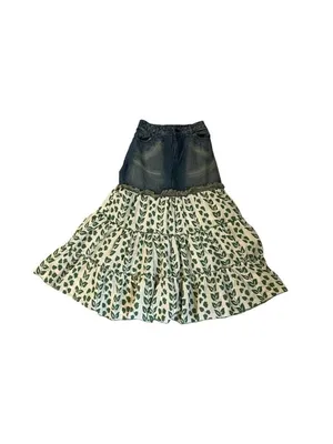 Women’s Vintage y2k Denim Tiered Maxi Skirt SMALL thumbnail 2