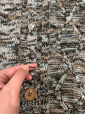 Cozy Off-the-Shoulder Cable Knit Tunic Sweater — Brown/Cream thumbnail 6