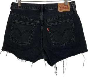 Levis 501 High Waist Cut Off Jean Shorts Size 29 Black thumbnail 2