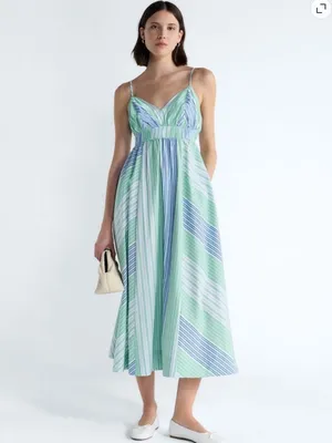 NWT Free Assembly Striped 100% Cotton Maxi Dress sz L 12-14 thumbnail 5