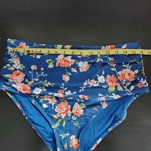 Tempt Me Orange and Blue Floral Bikini with High Waist Bottoms NWT Size XXL thumbnail 6