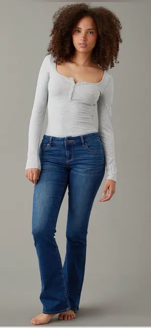 American Eagle Curvy Low Rise Kick Bootcut Next Level Stretch Jean Size 8 Short thumbnail 1