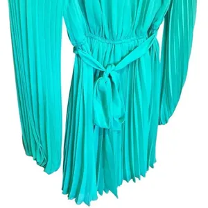 Sam Edelman Turquoise Pleated Long Sleeve Dress Size 4 NEW #779 thumbnail 6